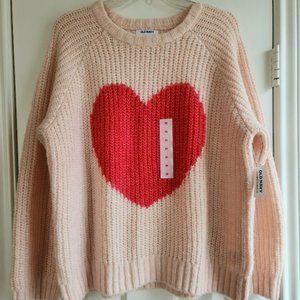 Old Navy Women's Size Medium Pullover Heart Valentine's Day Sweater - NEW!